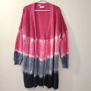 525 America (Revolve) - Cotton Ombre Tie Dye Style Open Front Cardigan - Size L
